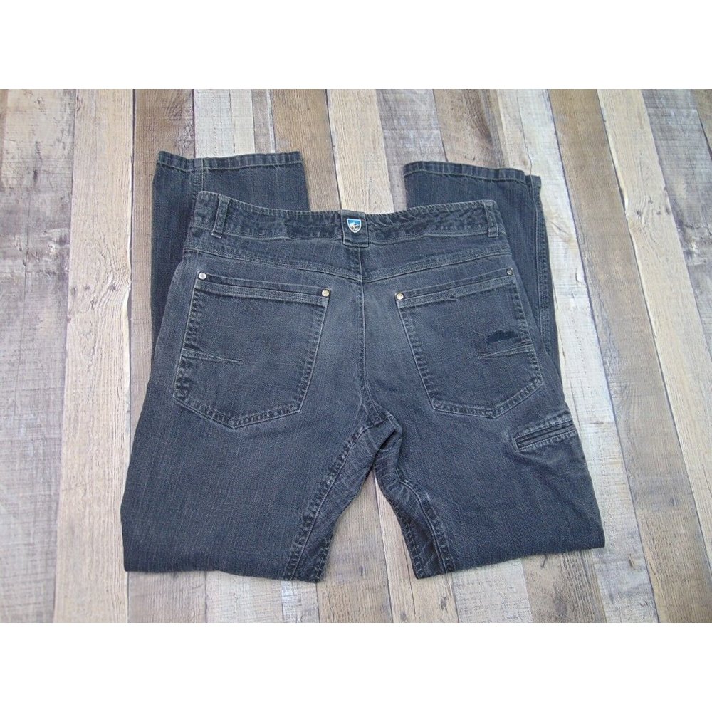 Kuhl Men 34 x 32 Hiking Pants Raw Denim Gray Camp Work Riot Jeans Outdoor